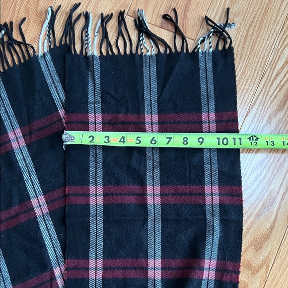 Dior cashmere plaid Black and Red Men's Scarf with fringe - Picture 3 of 5